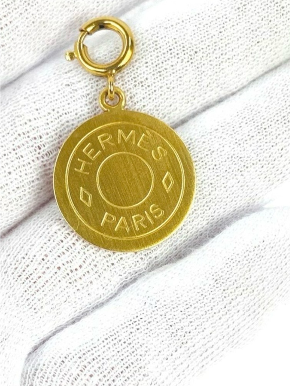 Hermès Paris Gold Round Charm Pendant